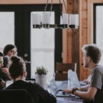 People collaborating in a modern workspace